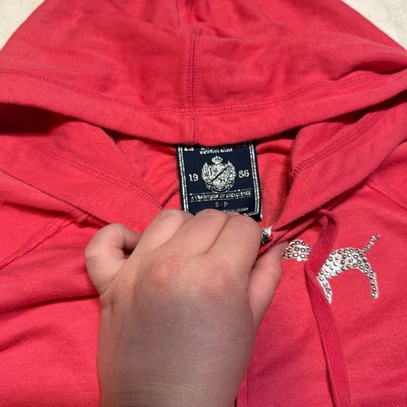 Vintage Y2K Victoria’s Secret PINK Peace Sign Bedazzled Zip-Up Hoodie – Small - Picture 3 of 4